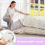 Hobestluk 3 in 1 Bean Bag Chair Giant Bean Bag Chairs for Adults with Bubble Cover Convertible Bean Bag Floor Cushion with Machine Washable Cover for Living Room (Bubble White) - color: Eider White