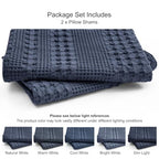 PHF 100% Cotton Waffle Pillow Shams Standard Size, 2 Pack 20" x 26" Soft Skin-Friendly Pillowcases, No Filling, Aesthetic Woven and Breathable Waffle Weave Pillow Case Covers for Bed, Indigo - color: Indigo, size: 26" x 20" (Pack of 2)