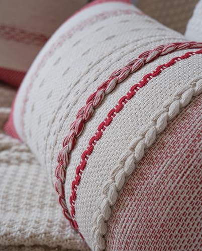 Christmas Lumbar Pillow Covers 14x36 Inch Long, Red Textured Boho Christmas Decoration Pillow Cases for Farmhouse Home Decor, Accent Cushion Cover for Sofa, Bed, Living Room, Bedroom, Pack of 1 - color: Red, size: 36" x 14" (Pack of 1)
