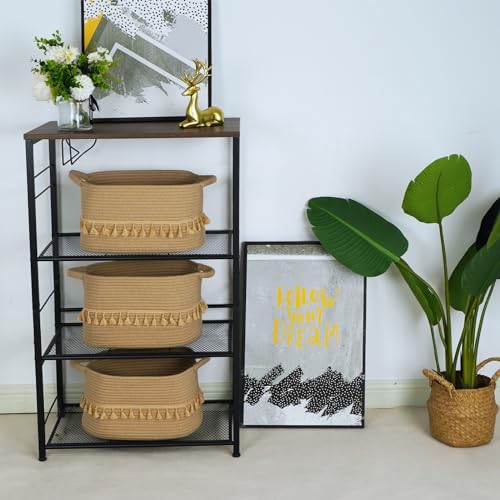 TeoKJ Storage Basket 3 Pack for Organizing, Rope Cotton Baskets for Toy, Clothes, Blankets, Decorative Basket for Living Room, Nursery, Bathroom, Jute - color: Jute, size: 3 Pack