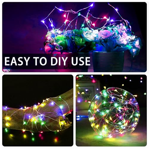 12 Pack Multicolor Fairy Lights Battery Operated 7ft 20 LED Mini String Twinkle Lights for Christmas Halloween Easter Mason Jars Party Centerpiece Table Decorations (12, Multicolor) - color: Multicolor