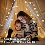 ChiRee 9.85Ft String Lights 20 Cute Pink Pompoms 20 LEDs Rose Fairy Lights Garland Battey Operated with Timer Flower Lights for Bedroom Kids Room Party Birthday Wedding Valentines Decorations - style: Pink-Rose
