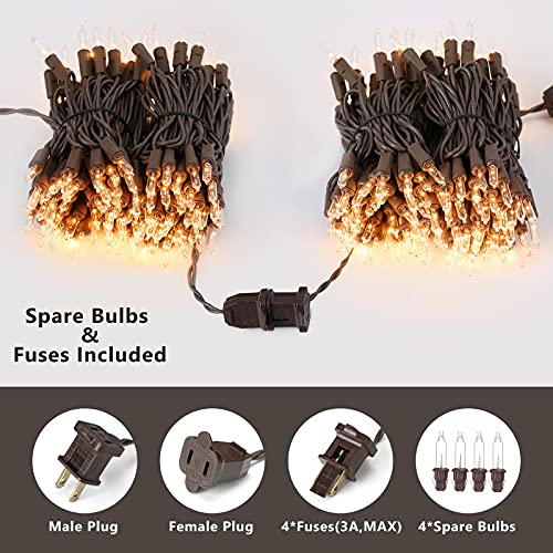 ODEETRONIC Christmas Lights, 69.6ft 300 Count Incandescent Clear String Lights Connectable, Indoor & Outdoor Christmas Tree Lights, 120V UL Certified for Xmas Party Decor, Warm White - color: Warm White-Brown Wire, size: 300 Count