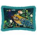 JWH Blue Green Peacock Throw Pillow Cover Flower Print Pillow Case Decorative Chenille Flowers Cushion Tassel Pillowcase for Bed Living Room Chair 14x20 Inch