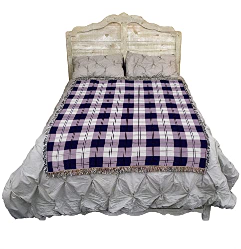 Pure Country Weavers Boysenberry Plaid Blanket - Gift Tapestry Throw Woven from Cotton - Made in the USA (72x54) - color: Boysenberry