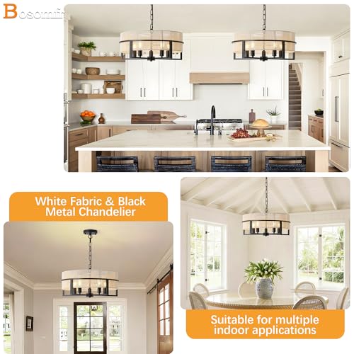 Large Boho Rattan Chandelier,Farmhouse Chandelier for Dining Room Modern Pendant Light Fixture 5-Light Hand Woven Pendant Light Rustic Ceiling - size: 19.5''