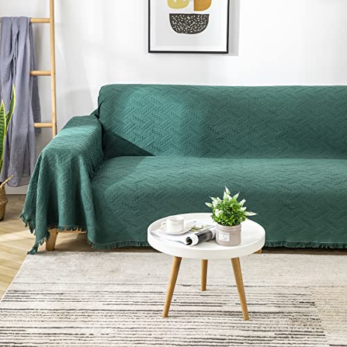 AIVIA Couch Cover Sheet Blanket, Oversized Couch Covers for 3 Cushion Sofa, Extra Large Furniture Decoration Covers Sofa Throws Sofa Slipcovers, L-Shape U-Shaped Sectional Protector for Cats Dogs - color: Blackish Green, size: 71” x 118”