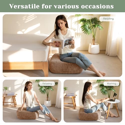 HIGOGOGO 8" Floor Pillow Cushion for Adults, Meditation Cushion Pillow, Blended Corduroy Cover, Large Square Floor Sitting for Tatami Living Room or Yoga, 22x22 Inch, Coffee - color: Square Coffee, size: 8" Thick(Pack of 1)