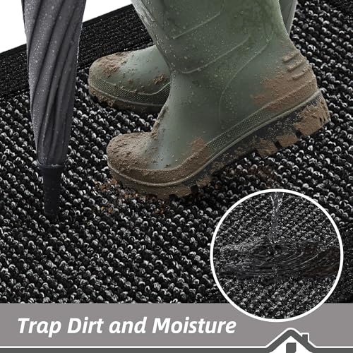 BEQHAUSE Indoor Door Mat 20" x 32", Dirt Trapper Door Mats Non-Slip Entryway Rugs Washable, Trap Dirt Absorbent Welcome Mat, Low Profile Floor Mats for Front Back Door and Entryway, Black - color: Black, size: 20" X 32" (Rectangular)