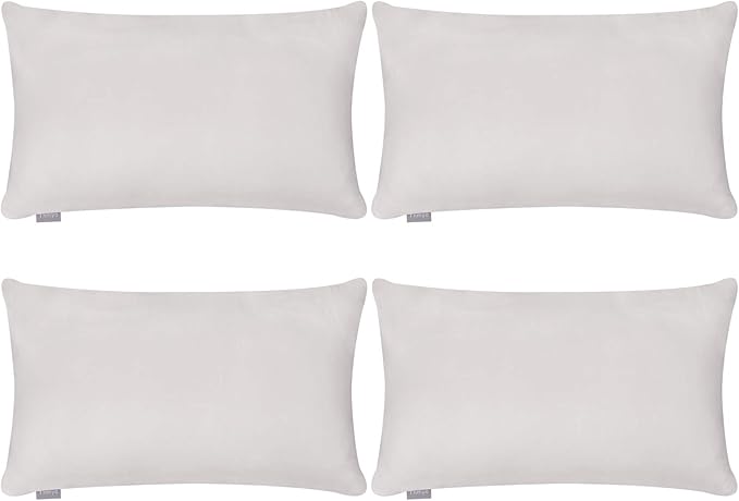 Thmyo 4-Pack 100% Cotton Lumbar Comfortable Solid Decorative Throw Pillow Case Rectangle Cushion Cover Sublimation Blank Pillow Covers DIY Throw Pillowcase(12x20inch/30x50cm,Light Silver Grey)