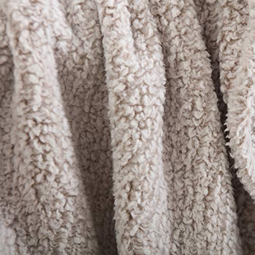 Ultra Soft Cozy Sherpa Throw Blanket, 2 Tones Ombre Light Brown Pattern Reversible, Light Weight Warm Decorative Boho Style Throw Blanket Cover for Sofa, Couch, Bedroom,Travel, 50”x60” - color: Light Brown, size: Throw-50'' x 60''