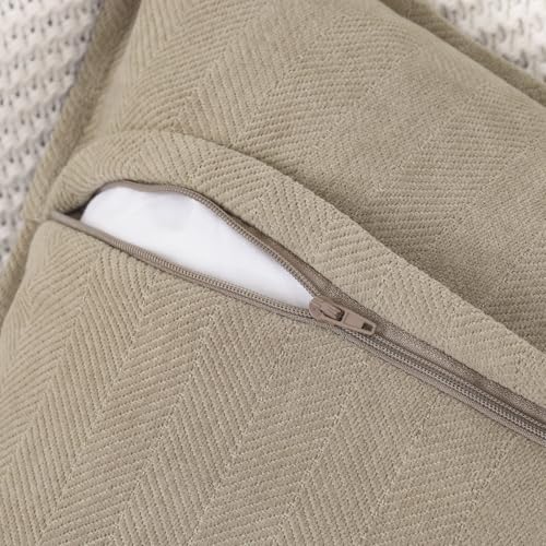 MADIZZ Textured Chenille Throw Pillow Covers Pack of 2 Natural Soft Decorative Accent Pillowcases Boho Neutral Couch Throw Pillow for Bed Home Decor for Sofa Livingroom 16x16 inch Light Taupe - color: Light Taupe, size: 16" x 16" (Pack of 2)