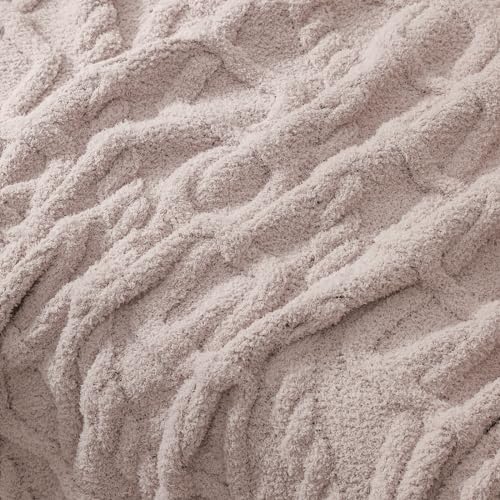 bearberry Plush Fleece Blanket Ultra Cozy & Warm Cable Knit - Machine Washable Throw for Living Room, Bedroom, Office | Lightweight Fuzzy Blanket for Adults, Kids, Pets (Beige, 50”x60”) - color: Cable Knit Beige, size: Throw(50″x60″)
