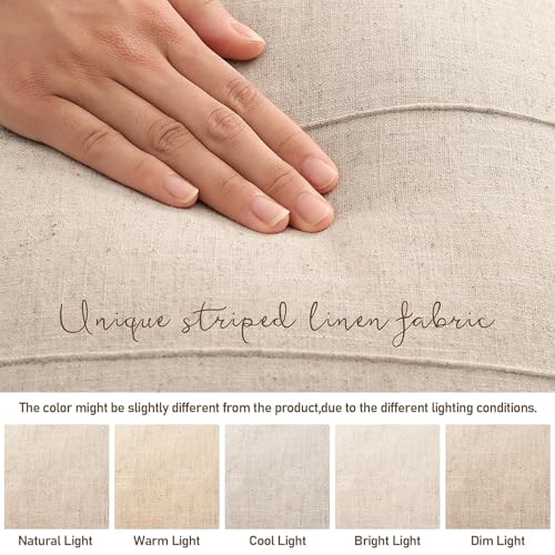 Decorative Linen Throw Pillow Covers 18x18 Set of 2 Solid handcrafted Striped Cushion Covers for Bed Soft Modern Farmhouse Neutral Pillowcase for Couch Bedroom Living Room Home Decor(Natural Beige) - color: Natural Beige, size: 18" x 18" (Pack of 2)