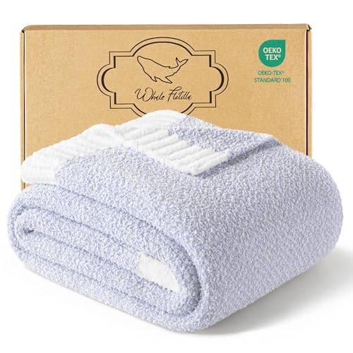 Whale Flotilla Knit Throw Blanket, Ultra Soft Warm Reversible Cozy Decorative Blankets for Couch Sofa and Bed, 50x60 Inch, Lavender - color: Lavender, size: 50x60 Inch