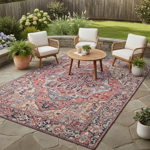 Burgundy Distressed Pattern Boho Washable Rug for Living Room Bedroom Diningroom Office Playroom Nursery Room Vintage Area Rugs 2x3 Soft Non Slip Kitchen Hallway Indoor Large Carpet - color: H, size: 2x3ft