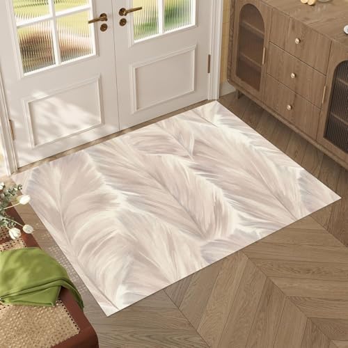 1.5 x 2.5ft Machine Washable Area Rugs, Rugs for Living Room Floral Rug, Ultra-Thin Foldable Boho Bedroom Area Rug Flower Print Carpet Rug for Dorm Room Apartment - color: Creamy Beige and Dusty Rose, size: 1.5 x 2.5ft / 18 x 30in / 45 x 75cm