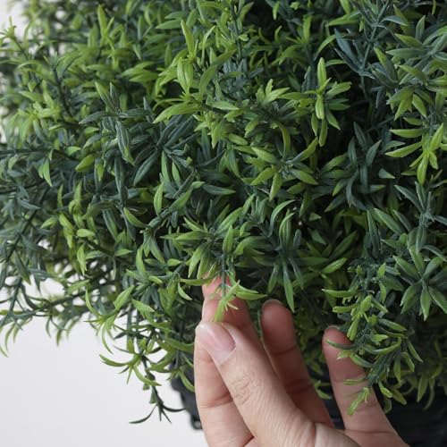YXZZWL Artificial Rosemary Hanging Basket - 2 Sets with Baskets, Hanging Plants Faux Shrubs, Suitable for Porch, Eaves, Farmhouse, and Garden Decoration for Outdoor UV-Resistant Ornaments