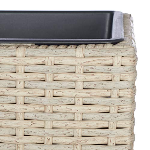 SAFAVIEH Outdoor - Rita Beige Wicker 3-Tier Plant Stand with Baskets, Vertical Flower Rack Planter Shelf for Patio, Balcony, Garden, 32.28"W x 11.02"D x 24.8"H (PAT7705B) - color: Beige