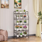 GIOTORENT Plant Stand Outdoor Indoor 5 Tier Metal Waterproof - 53.2" Plant Shelf for Patio, Balcony, Living Room, Large Capacity Tiered Plant Rack, Black - size: C-5Tier