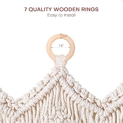 Osunnus Macrame Wall Hanging Macrame Valance Curtain for Window Doorway 40" x 30" Boho Macrame Wall Tapestry Decor with Tassel, 2 Panels