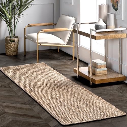 nuLOOM 2x6 Rigo Jute Hand Woven Area Rug, Natural, Solid Farmhouse Design, Natural Fiber, For Bedroom, Living Room, Dining Room, Hallway, Office, Kitchen, Entryway - color: Natural, size: 2'6" x 6' (Rectangular)