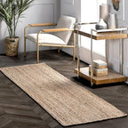 nuLOOM 2x6 Rigo Jute Hand Woven Area Rug, Natural, Solid Farmhouse Design, Natural Fiber, For Bedroom, Living Room, Dining Room, Hallway, Office, Kitchen, Entryway - color: Natural, size: 2'6" x 6' (Rectangular)