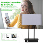 Lakumu Bedside Touch Control Table Lamps with Dual USB Charging Ports 1 AC Outlet, 3 Way Dimmable Modern Nightstand Lamp with Grey Fabric Shade, Desk Lamp for Bedroom Living Room with 5000K LED Bulb - color: Gray