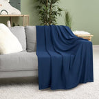 Utopia Bedding Knit Blanket King Size (90x102 Inches, Navy) Soft Lightweight Jersey Breathable Sweatshirt Blanket for Bed,Couch & Sofa - color: Navy, size: King