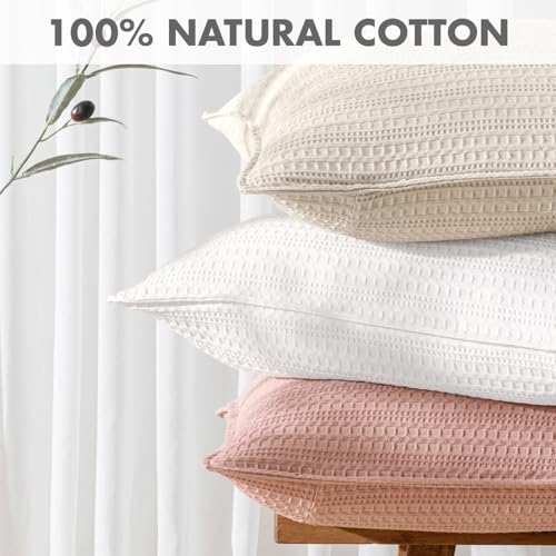100% Cotton Waffle Weave Body Pillowcase, 1 Pack 20x54 Decorative Body Pillow Cover for Bed Couch Sofa, Neutral Long Cushion Sham Modern Farmhouse Home Decor, White - color: White, size: 54" x 20" (Pack of 1)
