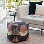 Anji Mountain Square Pouf, Martinique Orange, 18" x 18" x 18", Multicolor - color: Martinique Orange