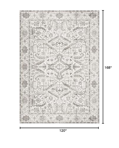 10x14 Area Rug for Living Room - Washable Soft Traditional Tribal Rug for Bedroom Dining Room Home Office, Non-Slip Stain Resistant Vintage Distressed Indoor Floor Carpet- White - color: White, size: 10' x 14' (Rectangular)