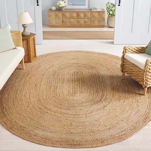SAFAVIEH Area Rug 4' Square - Cape Cod Collection- Natural Brown, Handmade Braided Flat Weave Jute (CAP252A) - size: 4' x 4' (Square)