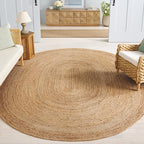 SAFAVIEH Area Rug 4' Square - Cape Cod Collection- Natural Brown, Handmade Braided Flat Weave Jute (CAP252A) - size: 4' x 4' (Square)