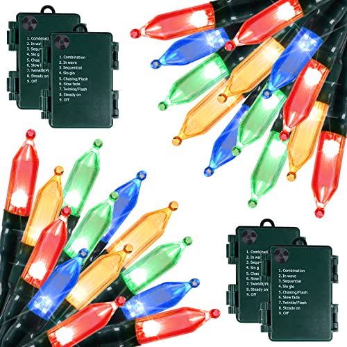Brightown Christmas Lights 4 Pack 50 LEDs Battery Powered String Lights with Green Wire for Holiday Decorations, Tree Lights, Party, Xmas, Easter, Wedding, Patio, Home Decor, Indoor and Outdoor Use - color: Multicolor, size: 50 LEDs x 4 Pack
