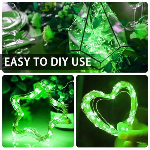 12 Pack Green Fairy Lights Battery Operated, 7ft 20 LED Mini String Twinkle Lights for Christmas St. Patrick's Day Halloween Mason Jars Centerpiece Table Decorations (12, Green) - color: Green