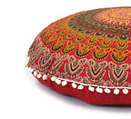Large Round seat Floor Cushion Chair Ottoman Cover Pouf Pillow Meditation Floor Cushions for Adults Seating pouffe Ottoman Throw Covers Craft Room Furniture Sitting Cover 22 Inches Red Yellow - color: Red Yellow