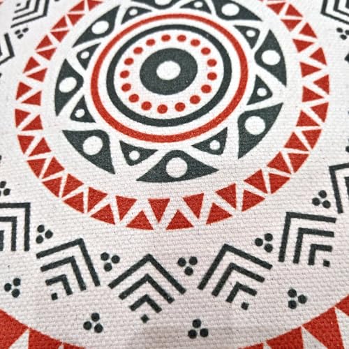 MOCOFO Unstuffed Round Pouf Cover - Boho Geometric Ottoman Footstool Cover with Handle, Tribal Fabric Floor Cushion Storage Bag for Living Room, Bedroom, Nursery (Sage Green/Terracotta) - color: Sage Green/Terracotta