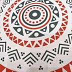 MOCOFO Unstuffed Round Pouf Cover - Boho Geometric Ottoman Footstool Cover with Handle, Tribal Fabric Floor Cushion Storage Bag for Living Room, Bedroom, Nursery (Sage Green/Terracotta) - color: Sage Green/Terracotta