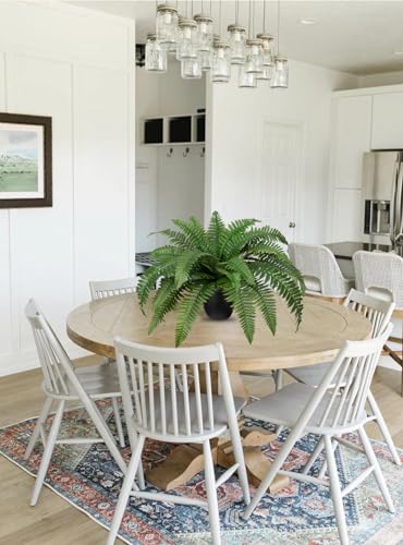 Hollyone 2Pcs Artificial Ferns in Pot for Outdoors Indoor 20inch Fake Ferns 35 Leaves Faux Boston Ferns Potted Plant Fern Bush Plant for Patio Garden Farmhouse Windowsill Office Living Room Home Decor - size: Large - 2Pcs