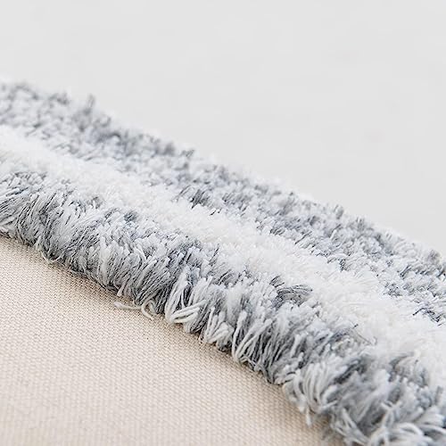 Boho Tufted Throw Pillow with Tassels, Country Thick Striped Style Soft Cushion Cover Decor wuth Zipper for Chair Bed Couch Living Room (Grey,12" x 20") - color: Grey, size: 12" x 20"