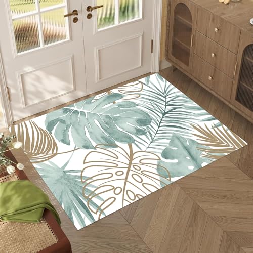 Flowers Area Rug, Spring Fall Rug Home Decor Low-Profile Non-Slip Washable Mat for Entryway Bedroom Bathroom Laundry Room Indoor 1.5 x 2.5ft - color: Muted Teal and Dusty Sage, size: 1.5 x 2.5ft / 18 x 30in / 45 x 75cm