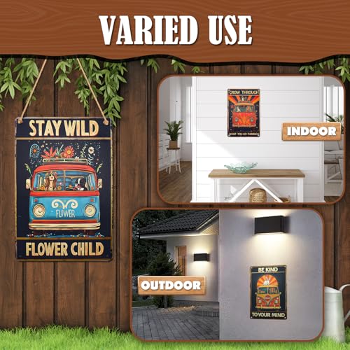 4PCS Vintage Tin Metal Sign, Bus Boho Inspirational Wall Art Signs Decor, Hippie Metal Poster Retro Signs for Gifts Women Office Bedroom Kitchen Living Room Cafes Bar Public 8x12 Inch (Tin Sign03) - color: Tin Sign03