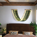 Macrame Fairy Lights Battery Operated with Remote,Large Macrame Wall Hanging with 20ft 100 LED String Lights,Green Gradient Warm White Light for Living Room,Bedroom,Christmas,Holiday Deco - color: Green-Warm White