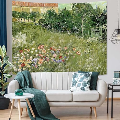 Yeoiat Van Gogh Tapestry Floral Wall Tapestry, Nature Tapestries for Bedroom Art Tapestries Wall Hanging for Bedroom Living Room 36"x48" - color: Green, size: 48"L x 36"W