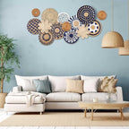 Xuhal 15 Pcs Boho Wall Basket Decor Handcrafted Seagrass Woven Wall Basket Rustic Round Woven Hanging Art for Home Farmhouse Kitchen Table Living Room(Blue Classic Style) - style: Blue Classic Style