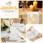 Xinnun 6 Pack Burlap Table Runner with Warm LED Lights,Rustic Lace Wedding Table Decor,Boho Farmhouse Jute Runner for Reception Bridal Shower Party(Novelty,12x108 Inches) - size: 12X108 Inches, style: Fashion