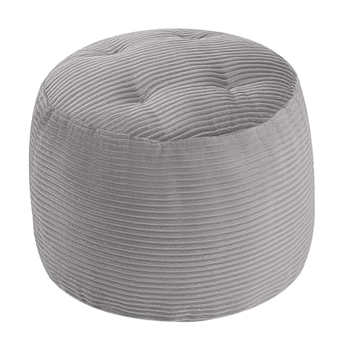 MeMoreCool Stuffed Round Pouf Ottoman Foot Rest, Floor Pouf Foot Stool with Soft Foam Chunk Filling, Round Small Ottoman Footstool Circle Footrest for Couch Living Room, Corduroy Grey - color: Light Grey