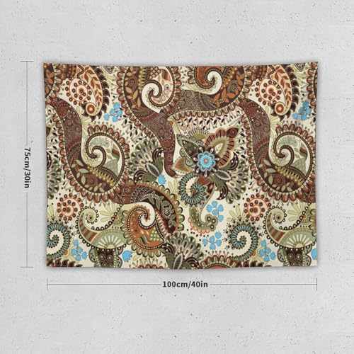 KANEPE Boho Paisley Tapestry Vintage Flower Ivy Leaves Earthy Ethnic Pattern Wall Hanging Tapestries Home Decor for Living Room Bedroom Apartments Farmhouse Dorm,40inx30in (102×76cm)【Small】 - color: Boho-11, size: 40Wx30L