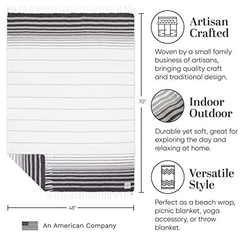 Gray Mexican Blanket by Laguna Beach Textile Co - Beach, Yoga, Camping, or Decorative Throw Blanket - Traditional Handmade Serape - Gray Tulum - color: Gray